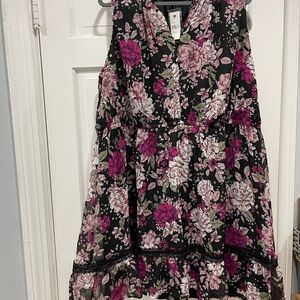Lane Bryant Black and Pink Floral Dress